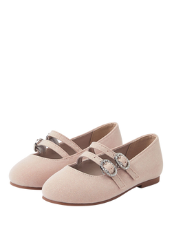 Angels by Accessorize Kids' Double Strap Glitter Ballet Flats, Gold - view 2, Gold