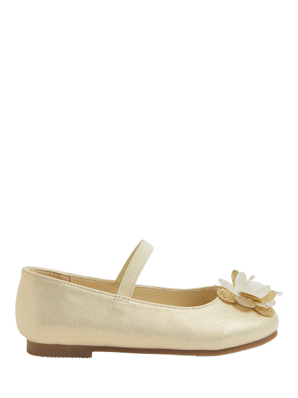 Angels by Accessorize Kids' Flower Ballet Flats, Gold, Gold