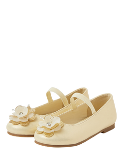 Angels by Accessorize Kids' Flower Ballet Flats, Gold - view 2, Gold