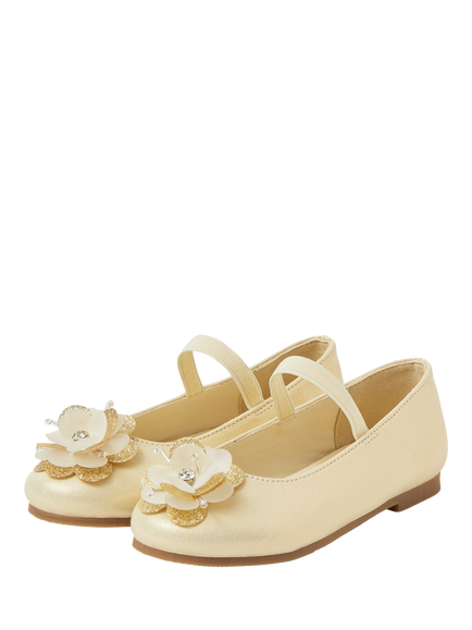 Angels by Accessorize Kids' Flower Ballet Flats, Gold - view 2, Gold
