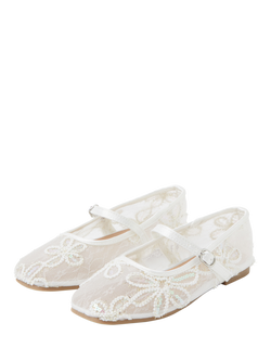 Angels by Accessorize Kids' Floral Mesh Ballet Flats - view 2, Ivory