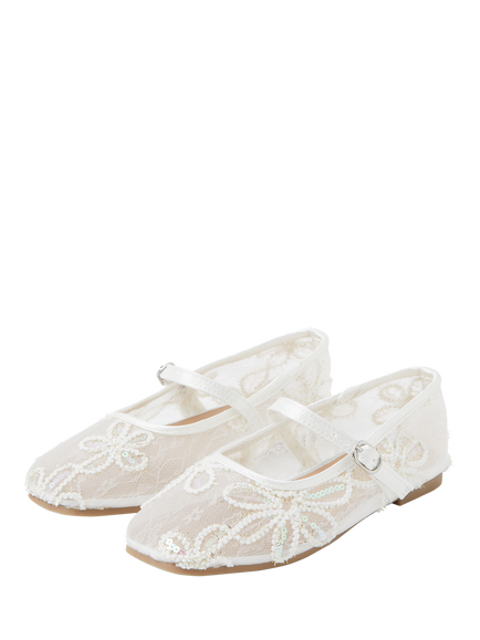 Angels by Accessorize Kids' Floral Mesh Ballet Flats - view 2, Ivory