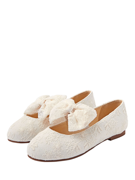 Angels by Accessorize Kids' Floral Lace Pump Shoes, Ivory - view 2, Ivory