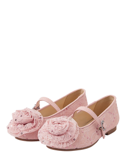 Angels by Accessorize Kids' Lace Sequin Mary Jane Ballerina Pumps, Pink - view 2, Pink