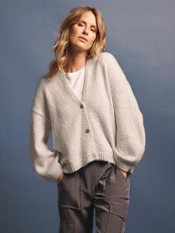 NRBY Michaela Shell Button Cardigan, Heathered Silver