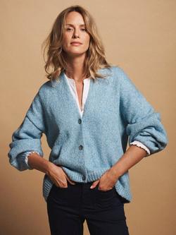 NRBY Michaela Shell Button Cardigan, Aqua Blue