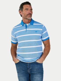 Raging Bull Cotton Regular Fit Birdseye Striped Pique Polo Shirt, Blue/Multi, Blue/Multi