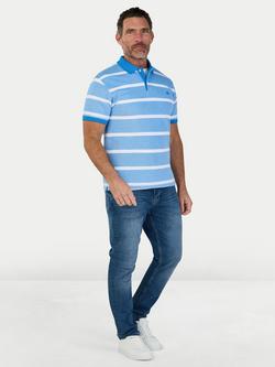 Raging Bull Cotton Regular Fit Birdseye Striped Pique Polo Shirt, Blue/Multi - view 2, Blue/Multi