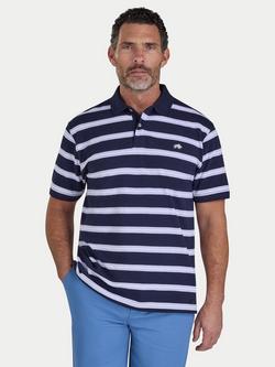 Raging Bull Cotton Regular Fit Trio Stripe Birdseye Pique Polo Shirt, Pink/Multi, Pink/Multi