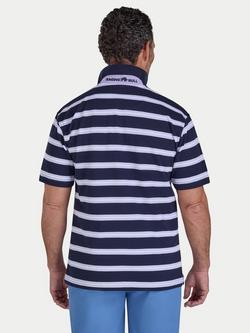 Raging Bull Cotton Regular Fit Trio Stripe Birdseye Pique Polo Shirt, Pink/Multi - view 2, Pink/Multi