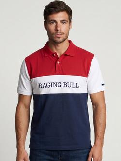 Raging Bull Colour Panel Cotton Polo Shirt, Multi, Multi