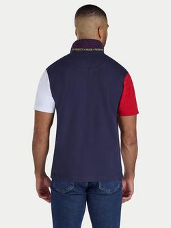 Raging Bull Cotton Diagonal Panel Rugby Shirt, Navy/Multi - view 2, Navy/Multi
