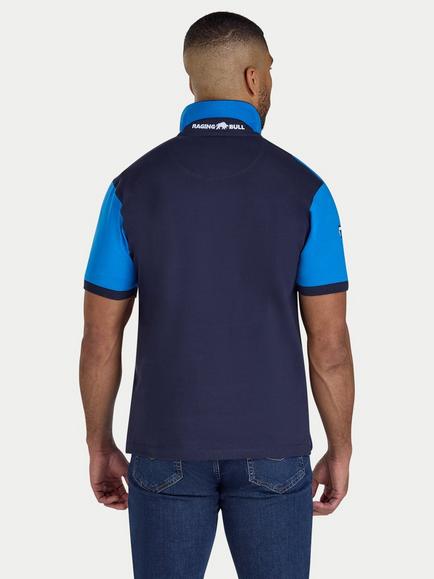 Raging Bull Cotton Regular Fit Diagonal Stripe Polo Shirt, Navy/Multi - view 2, Navy/Multi