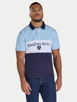 Raging Bull Cotton Cut & Sew Rugby Shirt, Navy/Multi, Navy/Multi
