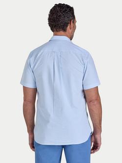 Raging Bull Bournemouth Linen Blend Regular Fit Stripe Logo Shirt, Sky Blue/White - view 2, Sky Blue/White