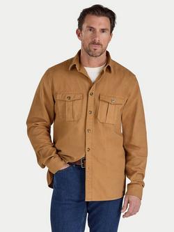 Raging Bull Cotton Regular Fit Canvas Shacket, Tan, Tan