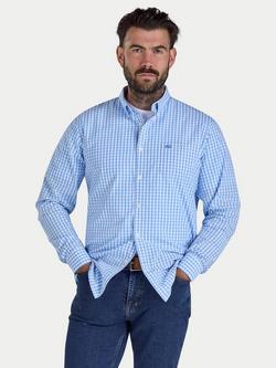 Raging Bull Cotton Regular Fit Gingham Check Shirt, Sky Blue/White, Sky Blue/White