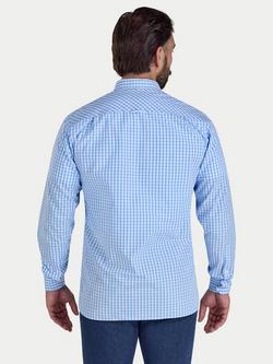 Raging Bull Cotton Regular Fit Gingham Check Shirt, Sky Blue/White - view 2, Sky Blue/White