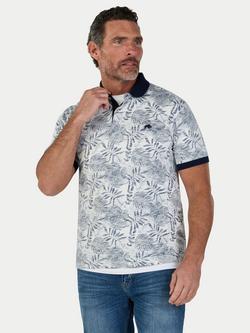 Raging Bull Cotton Regular Fit Short Sleeve Floral Polo Shirt, Off White/Multi, Off White/Multi
