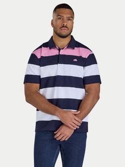 Raging Bull Irregular Stripe Cotton Rugby Shirt, Navy/Multi, Navy/Multi