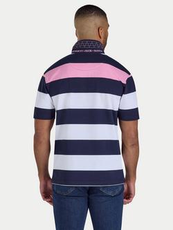 Raging Bull Irregular Stripe Cotton Rugby Shirt, Navy/Multi - view 2, Navy/Multi
