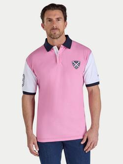 Raging Bull Cotton Regular Fit Short Sleeve Cut & Sew No.3 Polo Shirt, Pink/Multi, Pink/Multi