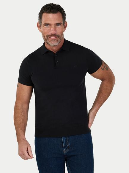 Raging Bull Cotton Short Sleeve Knitted Polo, Black