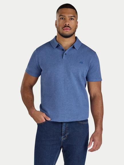 Raging Bull Cotton Short Sleeve Knitted Polo, Chambray