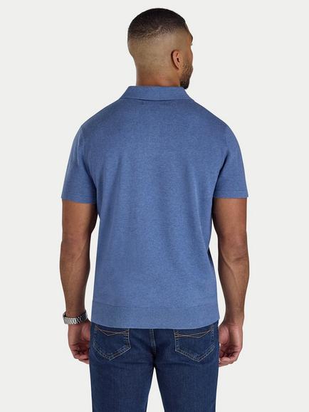 Raging Bull Cotton Short Sleeve Knitted Polo - view 2, Chambray