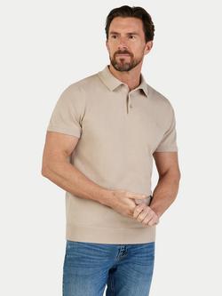 Raging Bull Cotton Regular Fit Short Sleeve Knitted Polo Shirt, Stone, Stone