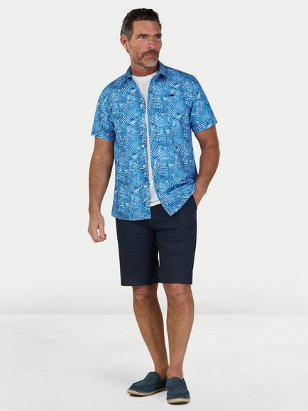 Raging Bull Bali Linen Blend Regular Fit Print Shirt, Sky Blue - view 2, Sky Blue