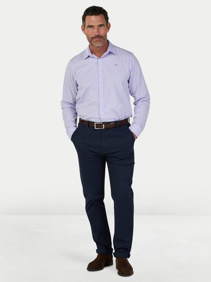 Raging Bull Cotton Regular Fit Stripe Shirt, Lilac/White - view 2, Lilac/White