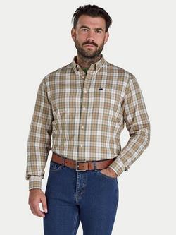 Raging Bull Cotton Regular Fit Suffolk Check Twill Shirt, Tan/Multi, Tan/Multi