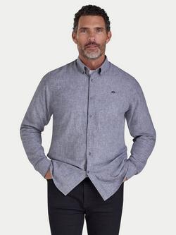 Raging Bull Linen Blend Regular Fit Shirt, Charcoal, Charcoal