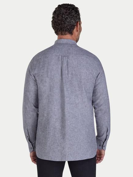 Raging Bull Linen Blend Regular Fit Shirt - view 2, Charcoal