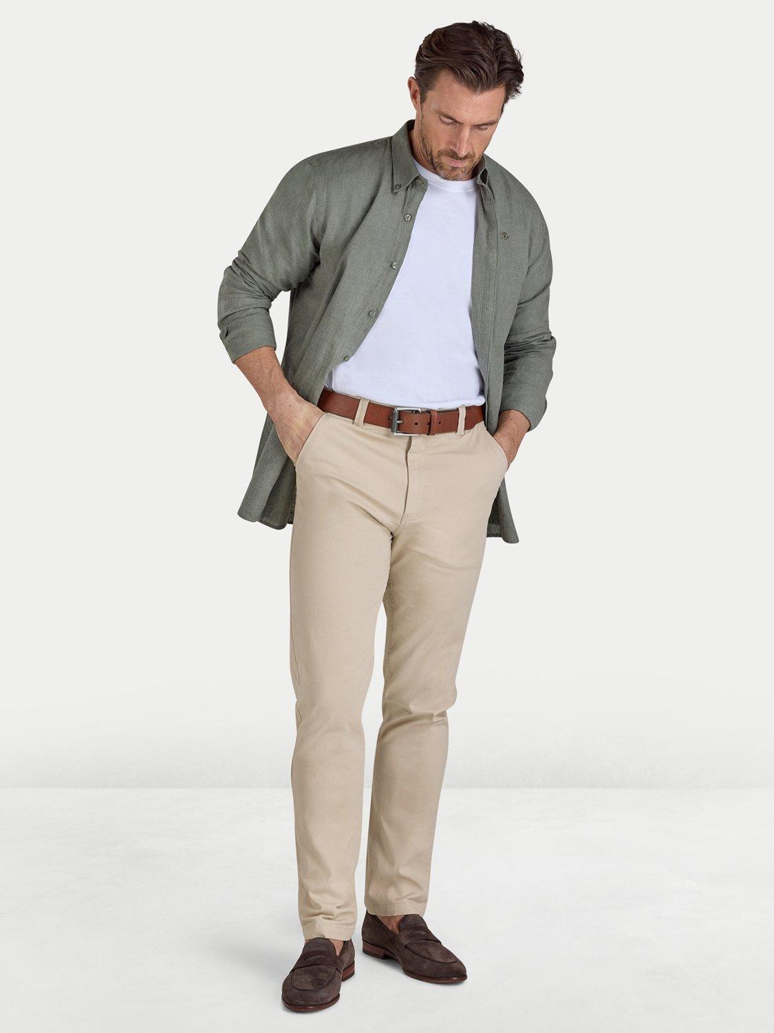 Product image 4 of 4, which shows Raging Bull Linen Blend Regular Fit Shirt, Olive, S