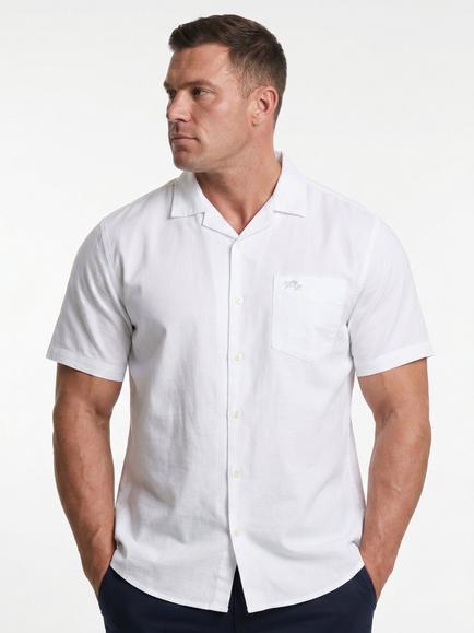 Raging Bull Button Short Sleeve Cotton Seersucker Shirt, White, White