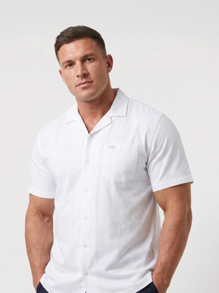 Raging Bull Button Short Sleeve Cotton Seersucker Shirt, White - view 2, White