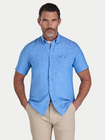 Raging Bull Linen Blend Classic Fit Shirt, Blue