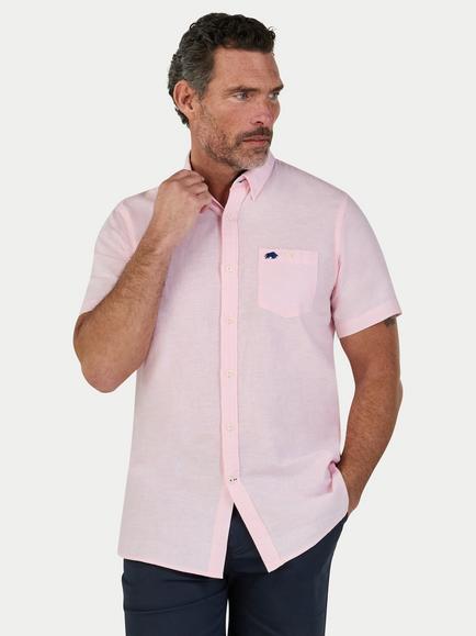 Raging Bull Linen Blend Classic Fit Shirt, Pink
