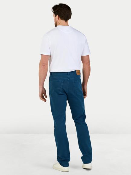 Raging Bull Coloured Denim Stretch Trouser - view 2, Mid Blue