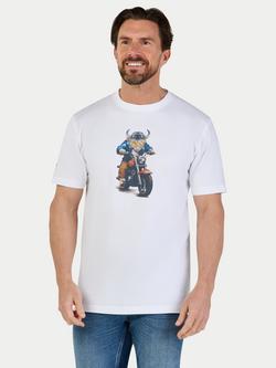 Raging Bull Cotton Regular Fit Biker Bully Boy T-Shirt, White/Multi, White/Multi
