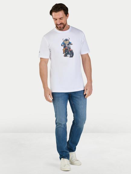 Raging Bull Cotton Regular Fit Biker Bully Boy T-Shirt, White/Multi - view 2, White/Multi