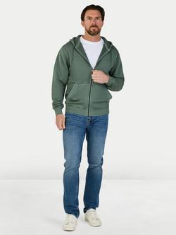 Raging Bull Garment Dyed Zip-Through Cotton Hoodie, Khaki - view 2, Khaki