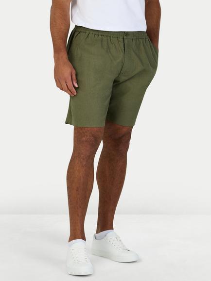 Raging Bull Linen Cotton Blend Stretch Waist Shorts, Olive