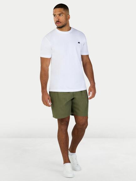 Raging Bull Linen Cotton Blend Stretch Waist Shorts - view 2, Olive
