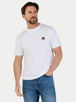 Raging Bull Cotton Regular Fit Short Sleeve Crest Logo T-Shirt, White