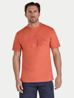 Raging Bull Cotton Regular Fit Flock Union Jack Bull T-Shirt, Orange, Orange