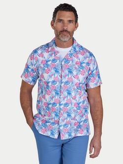 Raging Bull Linen Blend Regular Fit Maldives Floral Revere Collar Shirt, White/Multi, White/Multi