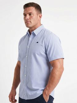 Raging Bull Cadet Stripe Short Sleeve Cotton Shirt, Blue - view 2, Blue